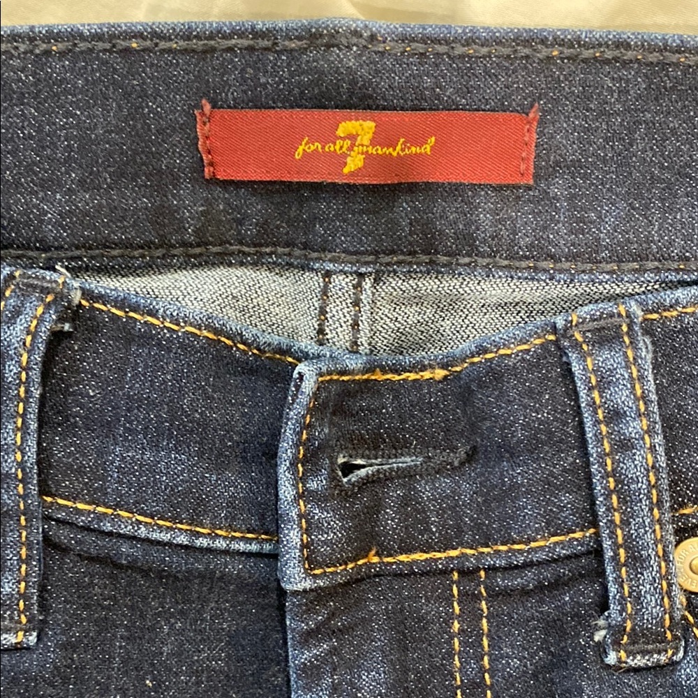 7 For All Mankind Blue Straight Leg Jeans Premium Denim - Picture 3 of 3